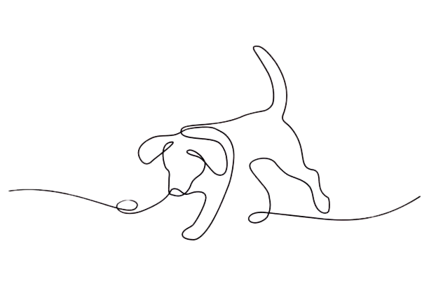 Line drawing of a dog